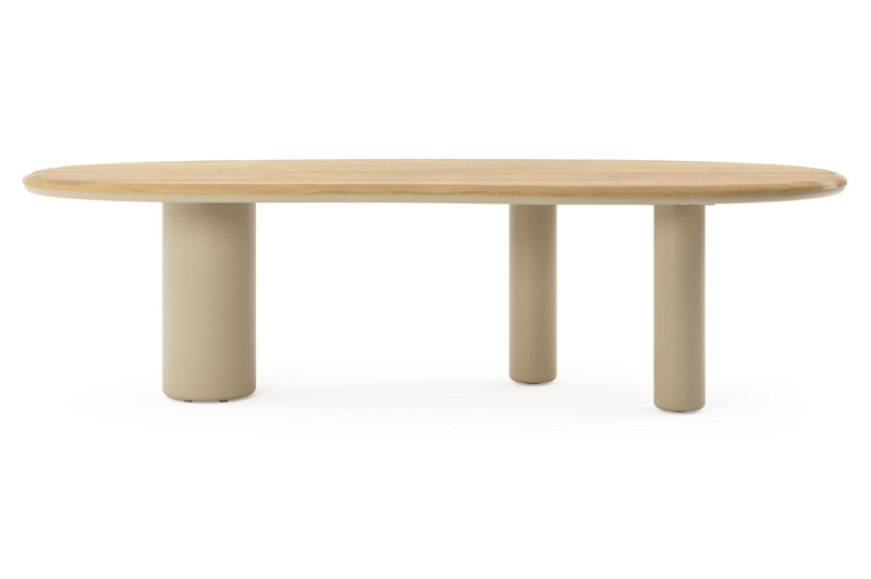 Amico tuintafel organisch in beige aluminium en teak - L 280 x B 120 x H 73.5 cm