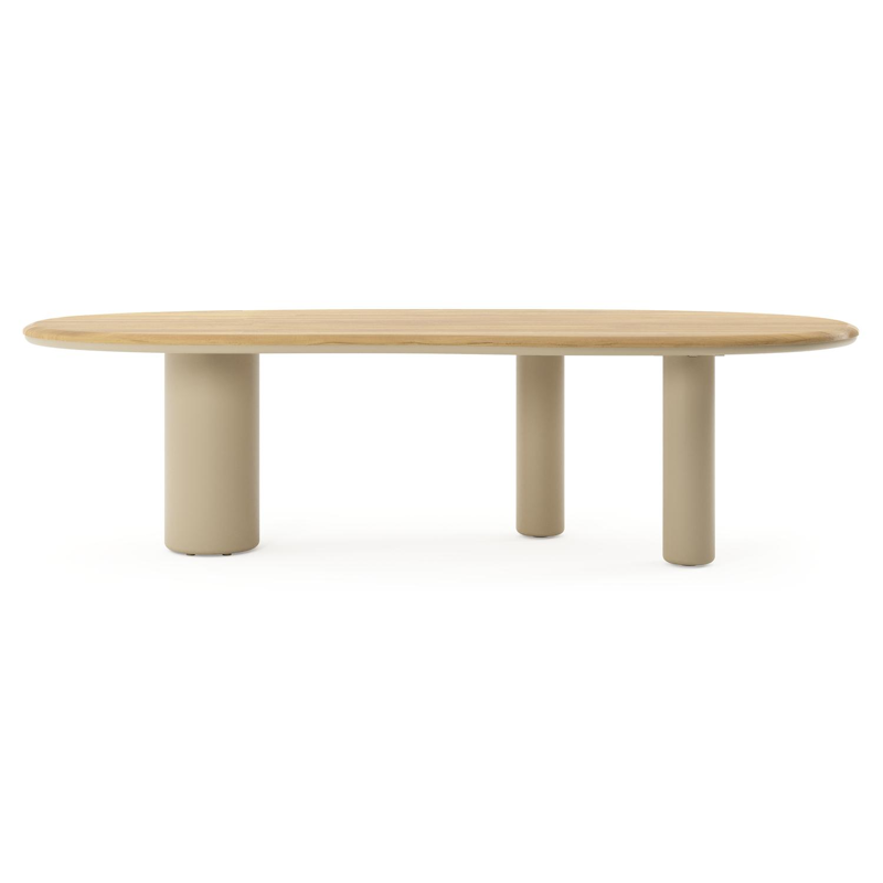 Amico tuintafel organisch in beige aluminium en teak - L 280 x B 120 x H 73.5 cm