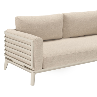 Salon de jardin Mosa en aluminium beige avec coussins en weather+ softtouch rustic