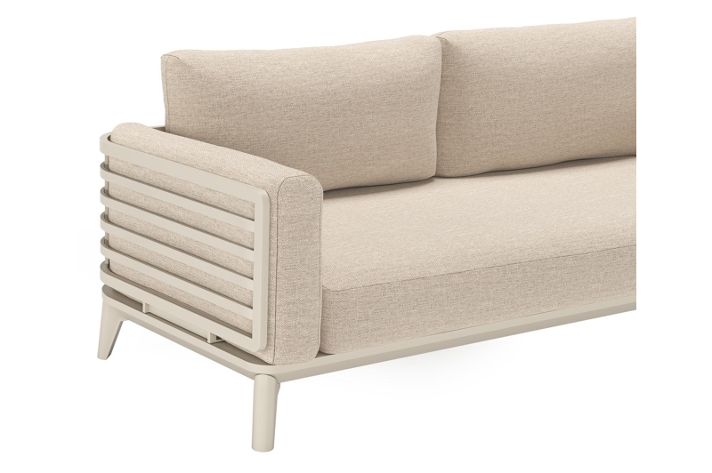 Salon de jardin Mosa en aluminium beige avec coussins en weather+ softtouch rustic