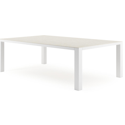 Nano tuintafel in wit aluminium en volkeramiek shilin - L 240 x B 148 x H 75 cm