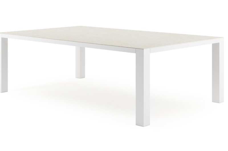 Nano tuintafel in wit aluminium en volkeramiek shilin - L 240 x B 148 x H 75 cm