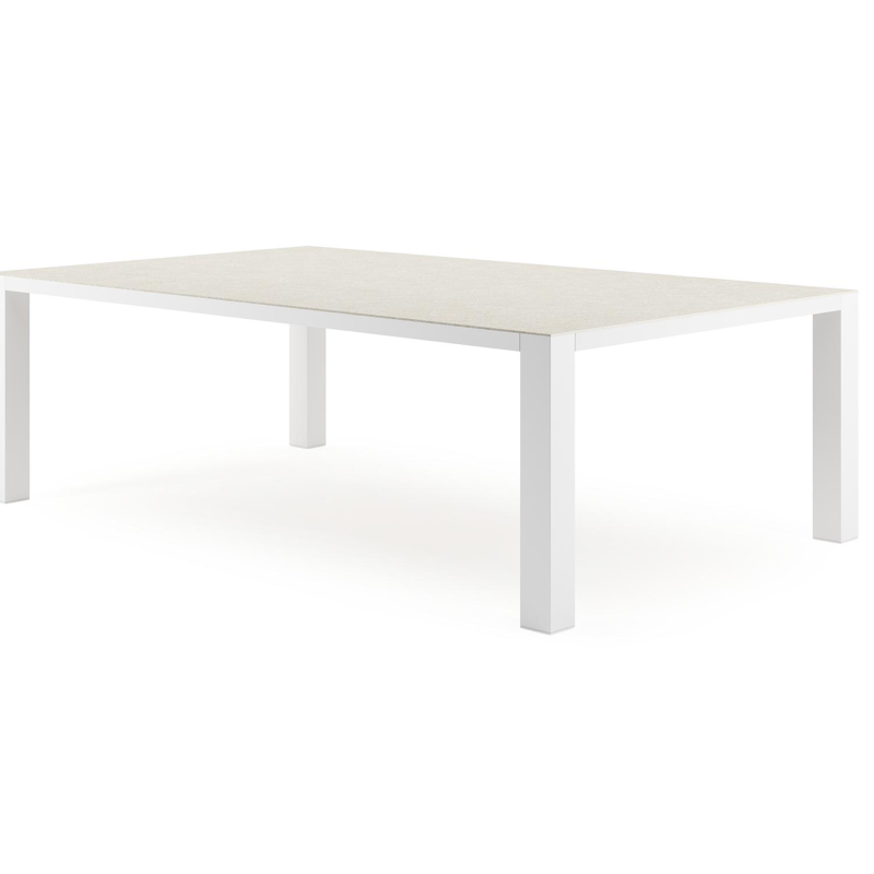 Table de jardin Nano en aluminium blanc et céramique pleine shilin - Lg 240 x Larg. 148 x H 75 cm