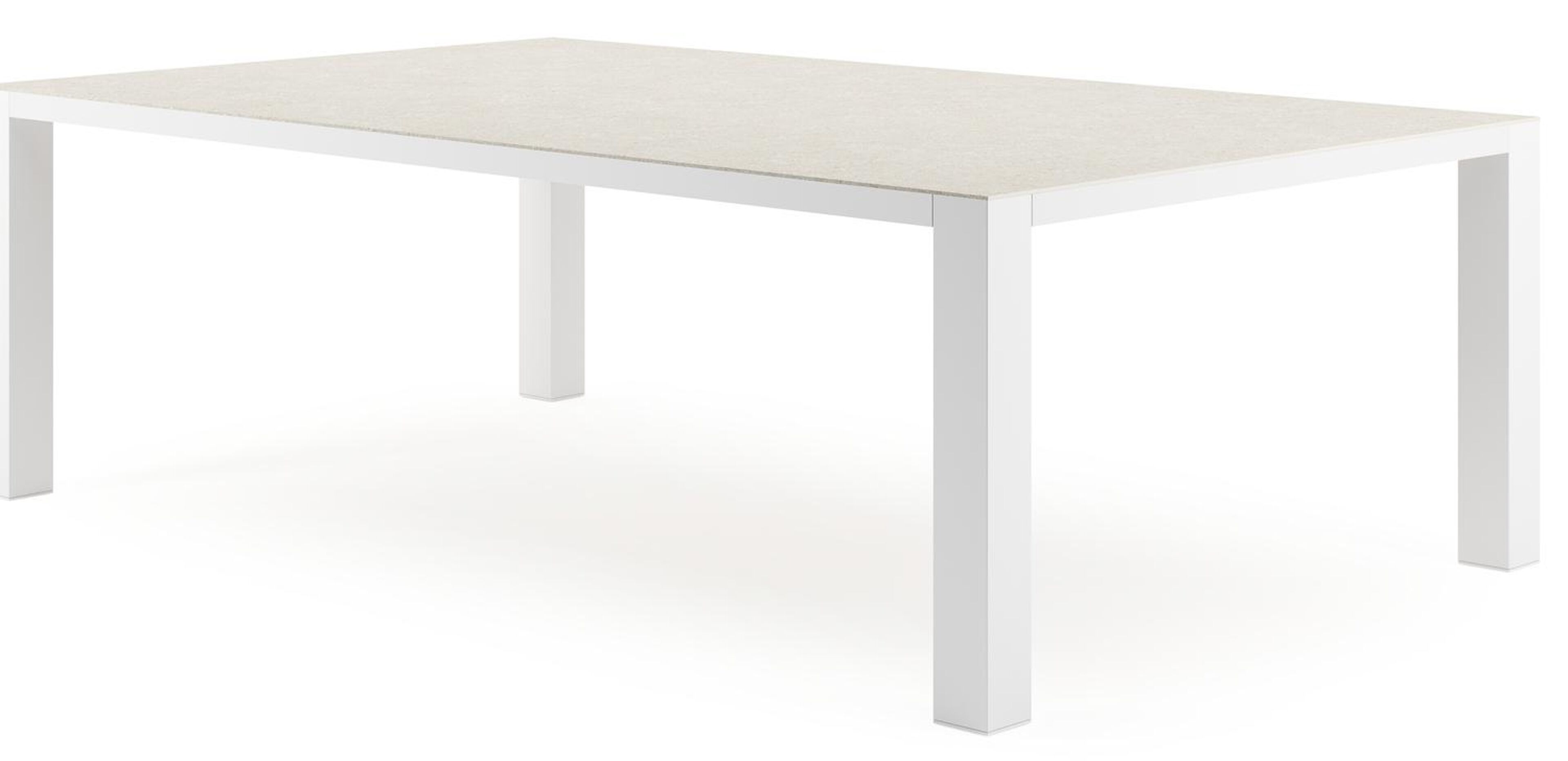 Nano tuintafel rechthoekig in wit aluminium en volkeramiek shilin - L 240 x B 148 x H 75 cm