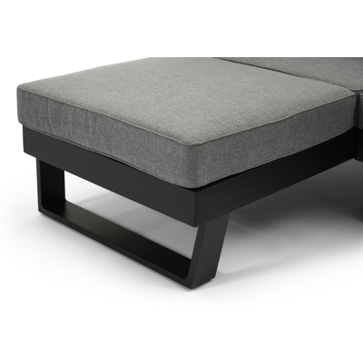 Salon de jardin d'angle Alora en aluminium noir avec coussins en polyester gris et table basse