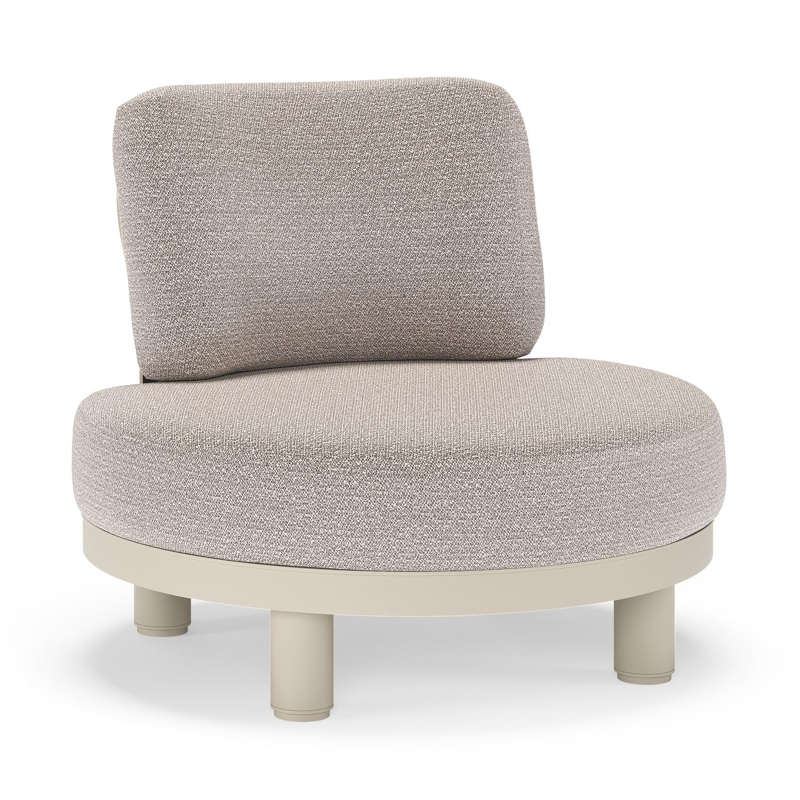 Fauteuil de jardin Donato en aluminium beige et coussins en all weather sunbrella® luxe Wander Granite