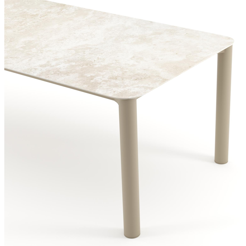 Orso tuintafel rechthoekig afgerond in beige aluminium en volkeramiek Rapolano - L 240 x B 100 x H 74.5 cm