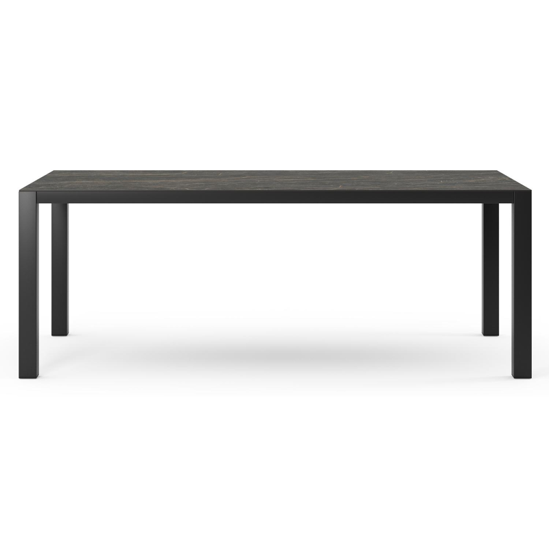 Table de jardin Como en aluminium noir et céramique pleine black obsession - Lg 200 x Larg. 100 x H 75 cm