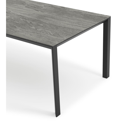 Malito tuintafel in zwart aluminium en volkeramiek aspen grey - L 240 x B 100 x H 75 cm