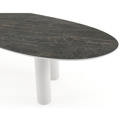 Amico tuintafel organisch in wit aluminium en volkeramiek Black Obsession - L 320 x B 120 x H 73.5 cm