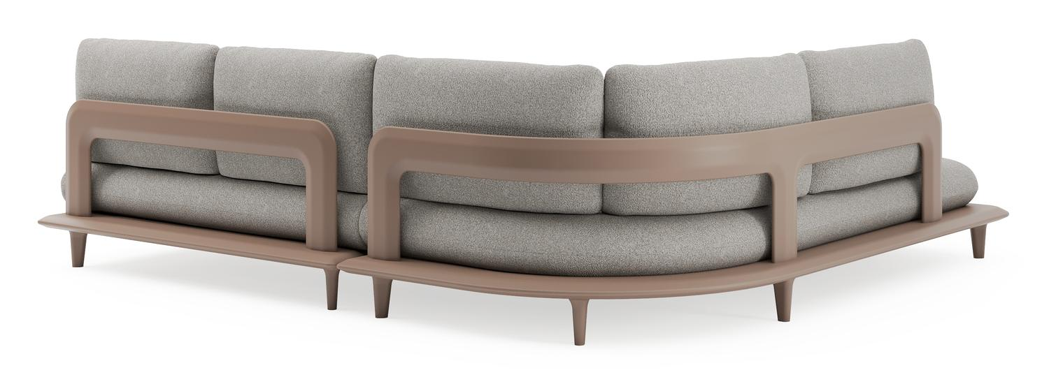 Bomero loungehoek in taupe aluminium met tundra charcoal all weather sunbrella® luxe kussen