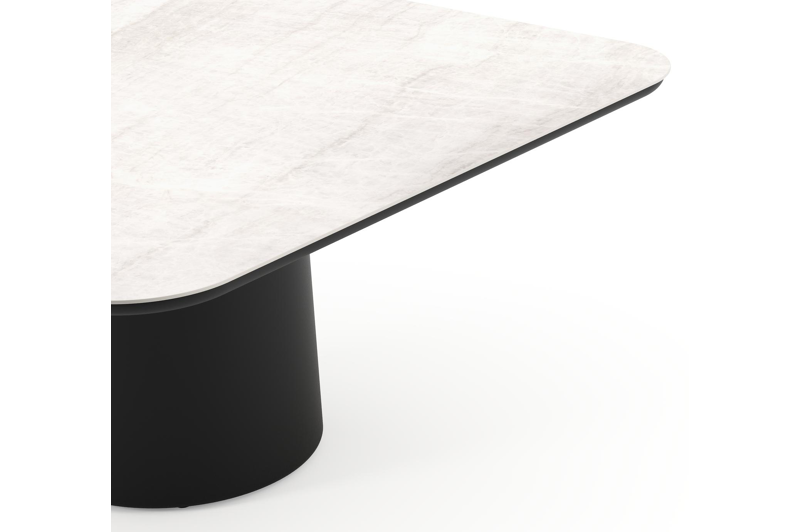 Amico tuintafel afgerond vierkant in zwart aluminium en volkeramiek Taj Mahal - L 148 x B 148 x H 73.5 cm