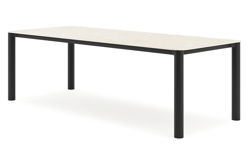 Orso tuintafel rechthoekig afgerond in zwart aluminium en volkeramiek Retrostone - L 240 x B 100 x H 73.5 cm