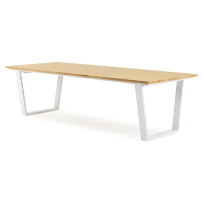 Pagino tuintafel rechthoekig in wit aluminium en teak - L 280 x B 110 x H 73,5 cm
