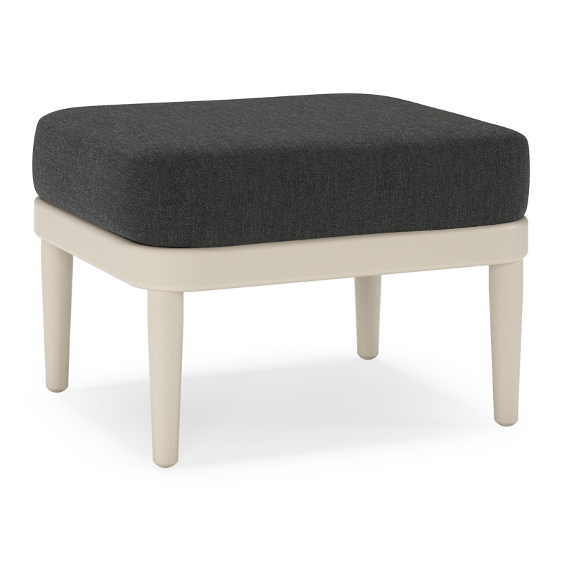 Pouf Orso en aluminium beige et coussins en all weather sunbrella® luxe Chartres Sooty