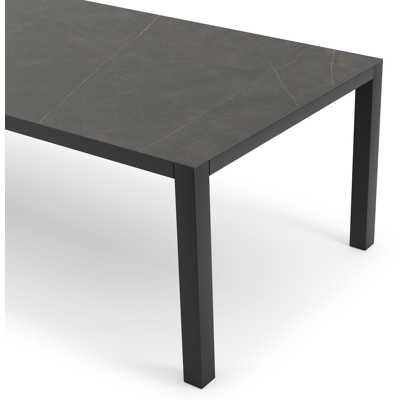 Table de jardin Como en aluminium noir et céramique pleine calatorao - Lg 280 x Larg. 110 x H 75 cm