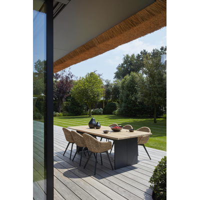 Portofino tuintafel in zwart aluminium en teak - L 240 x B 102 x H 74,5 cm