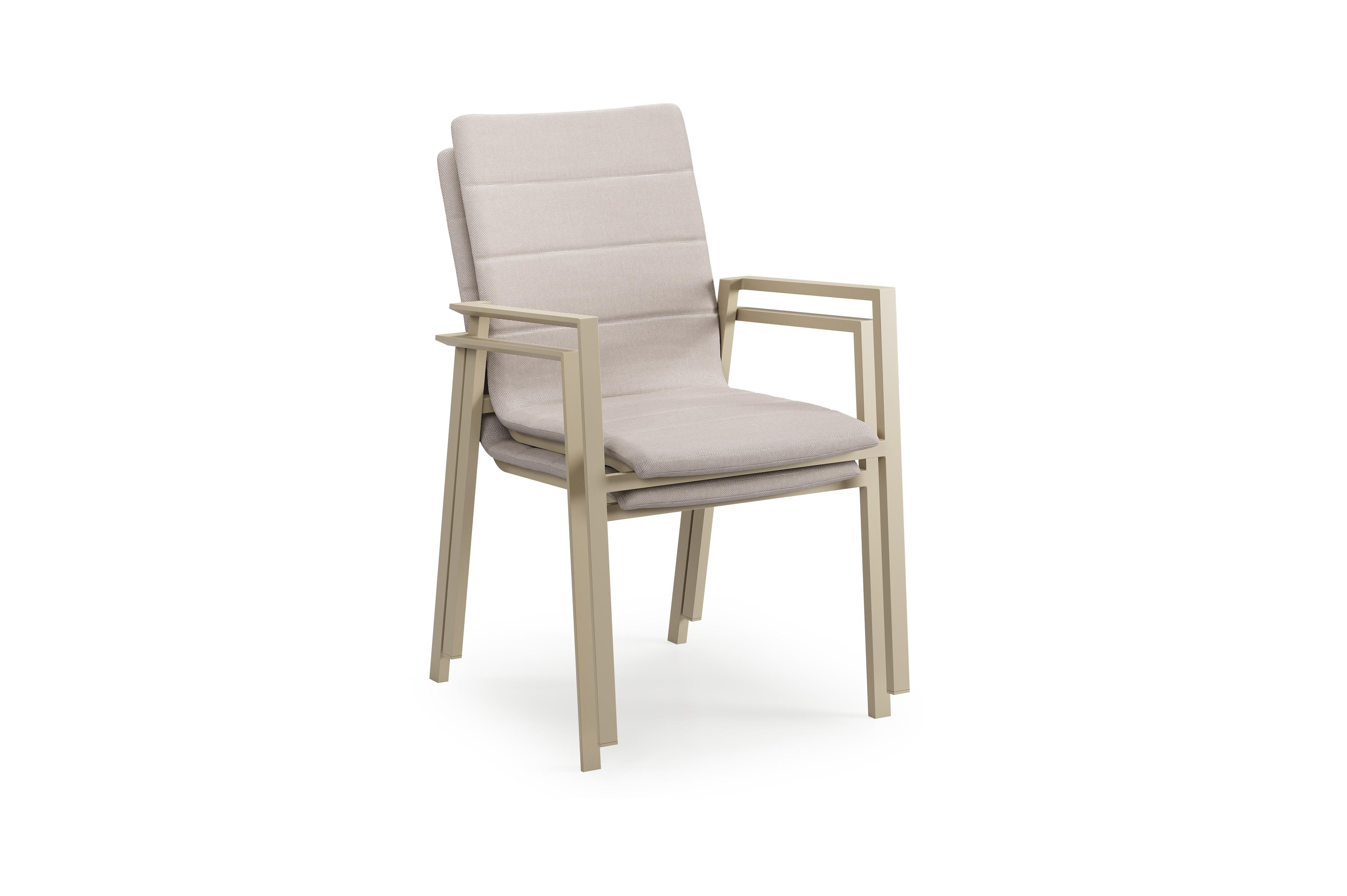 Cirello tuinstoel in beige aluminium en beige luxe textileen