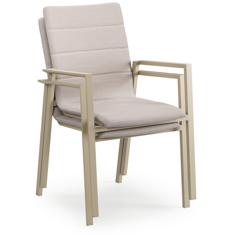 Cirello tuinstoel in beige aluminium en beige luxe textilene