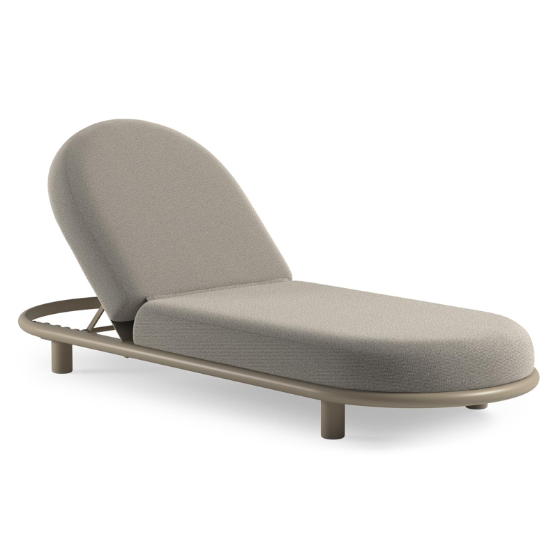 Chaise longue réglable Lomano en aluminium beige avec firenze sand all weather solica coussin