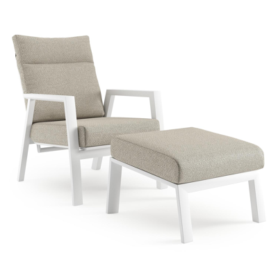 Avila loungestoel in wit aluminium met beige kussen