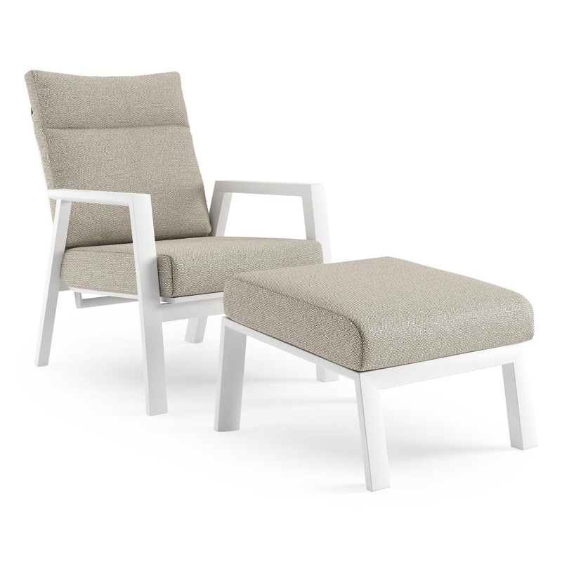 Avila loungestoel in wit aluminium met beige kussen