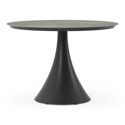 Fano tuintafel in zwart aluminium en volkeramiek aspen grey - Dia. 110 x H 75 cm