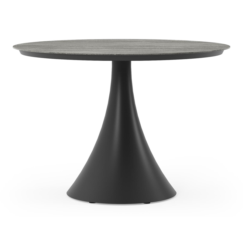 Fano tuintafel in zwart aluminium en volkeramiek aspen grey - Dia. 110 x H 75 cm