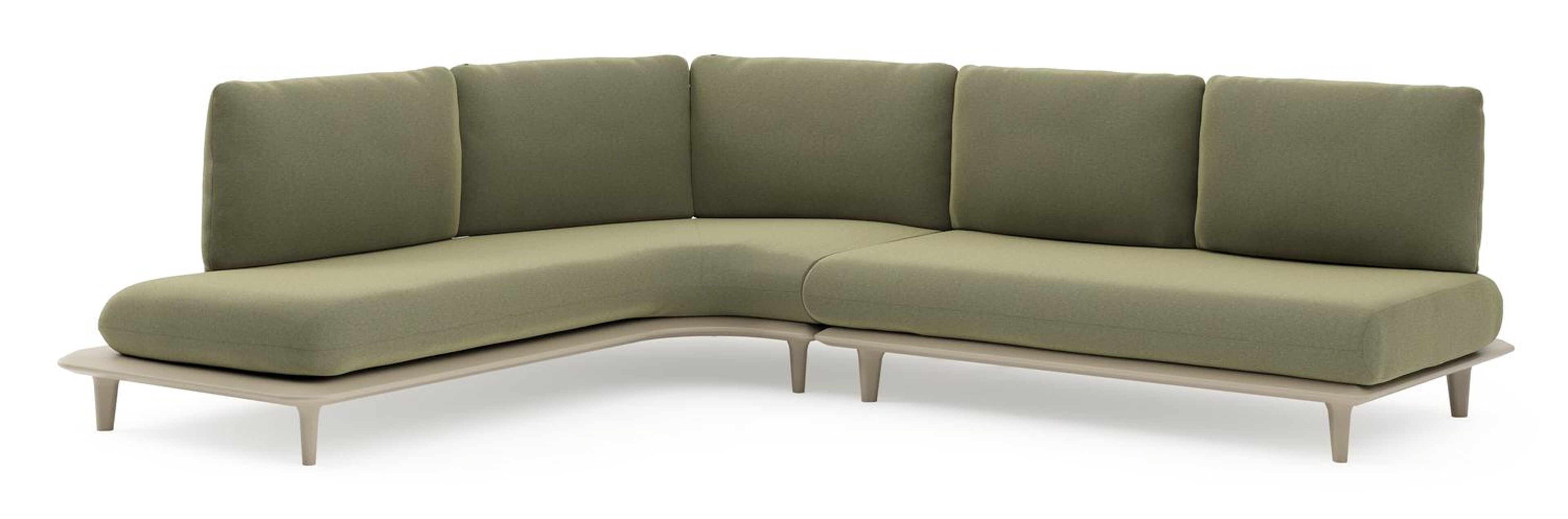 Bomero loungehoek in beige aluminium met heritage leaf all weather sunbrella® luxe kussen