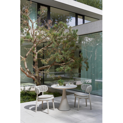 Fano tuintafel rond in beige aluminium en volkeramiek Shilin Dia. 85 x H 75 cm x H 75 cm