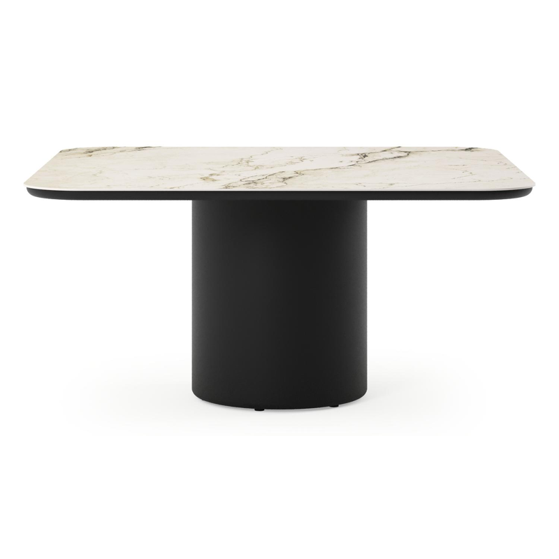 Amico tuintafel afgerond vierkant in zwart aluminium en volkeramiek Colorado Dunes - L 148 x B 148 x H 73.5 cm
