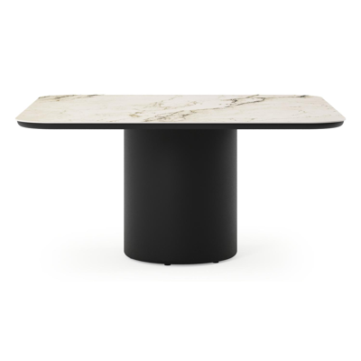 Amico tuintafel afgerond vierkant in zwart aluminium en volkeramiek Colorado Dunes - L 148 x B 148 x H 73.5 cm