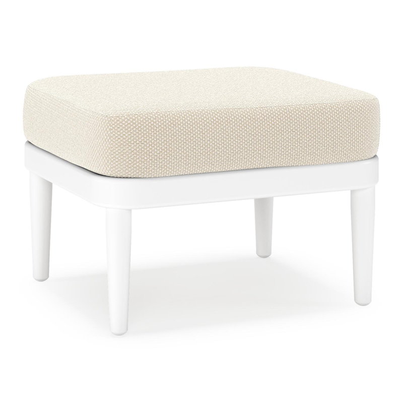 Pouf Orso en aluminium blanc et coussins en all weather cosytica Althea Off White