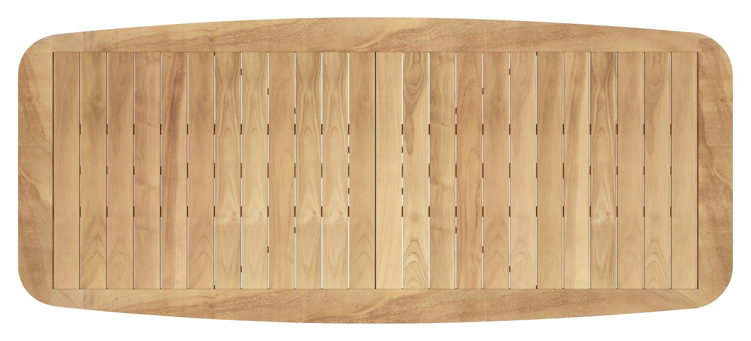 Pamplona bootvormige tuinset in wit aluminium en teak natural finish met 10 Cosa tuinstoelen