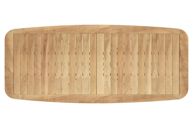 Pamplona bootvormige tuinset in wit aluminium en teak natural finish met 8 Matera tuinstoelen