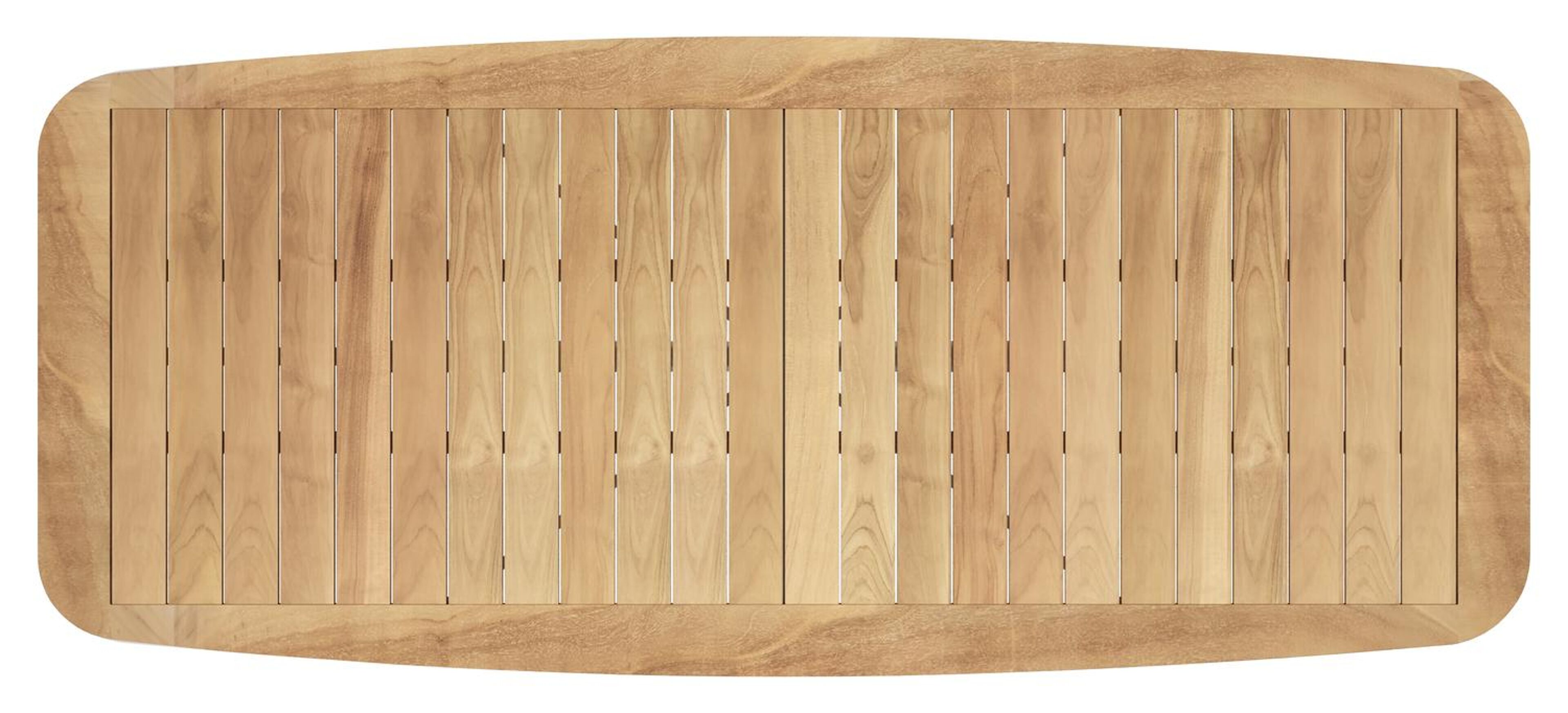 Pamplona tuintafel bootvorm in wit aluminium en teak natural finish - L 270 x B 115 x H 72 cm