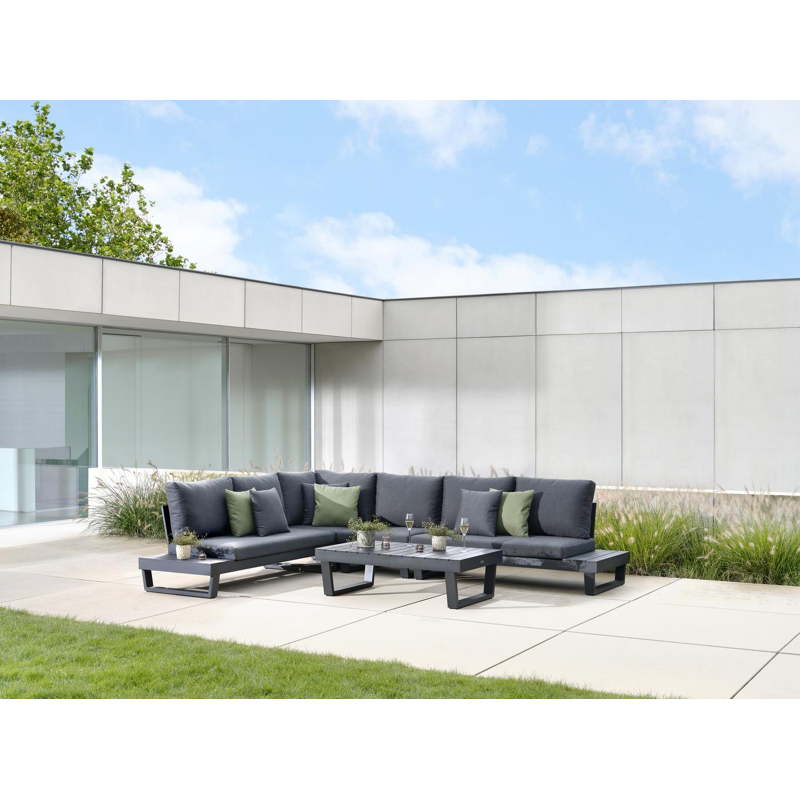 Table basse Modica en aluminium noir - Lg 130 x larg. 72 x H 38 cm