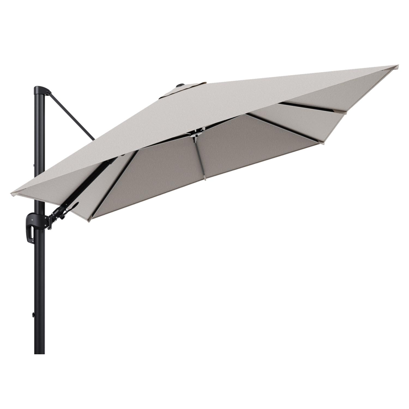 Rufina zweefparasol tiltfunctie in zwart aluminium en parasoldoek in All Weather Sunbrella® Luxe Slow Farafra - L1 300 x L2 300 cm (zonder voet)