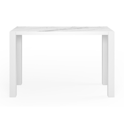 Nano bartafel in wit aluminium en volkeramiek calacatta - L 170 x B 70 x H 106 cm