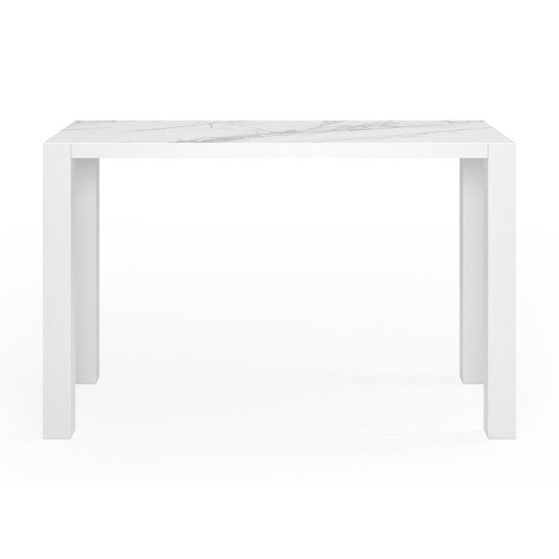 Nano bartafel in wit aluminium en volkeramiek calacatta - L 170 x B 70 x H 106 cm