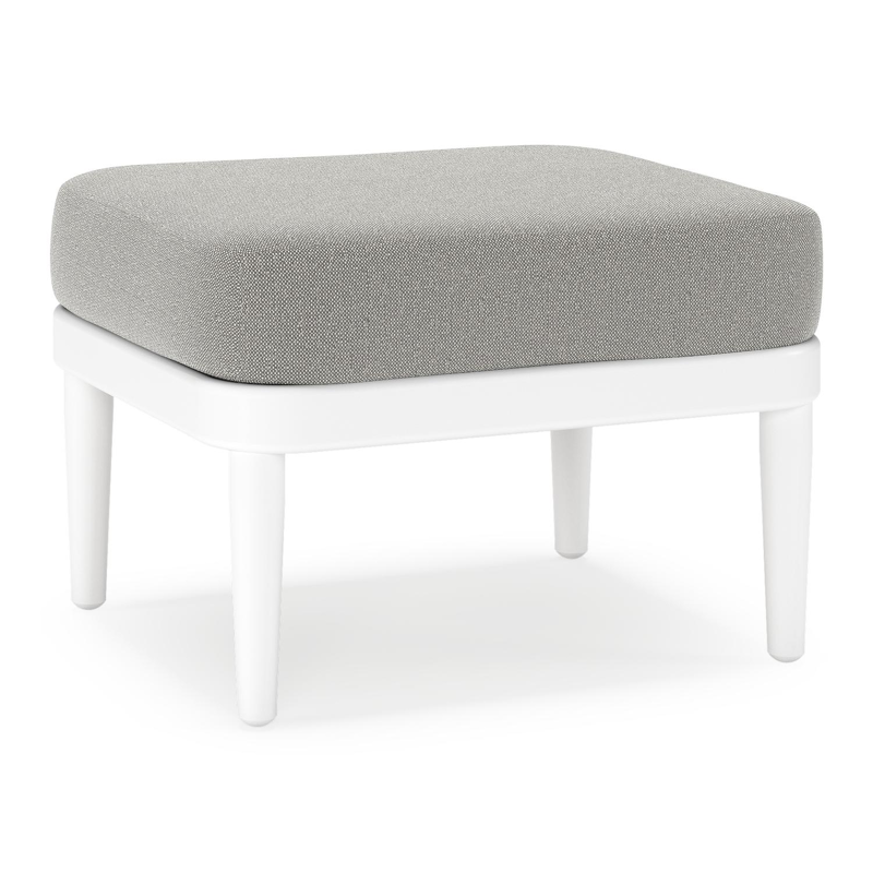 Pouf Orso en aluminium blanc et coussins en all weather sunbrella® luxe Savane Zinc