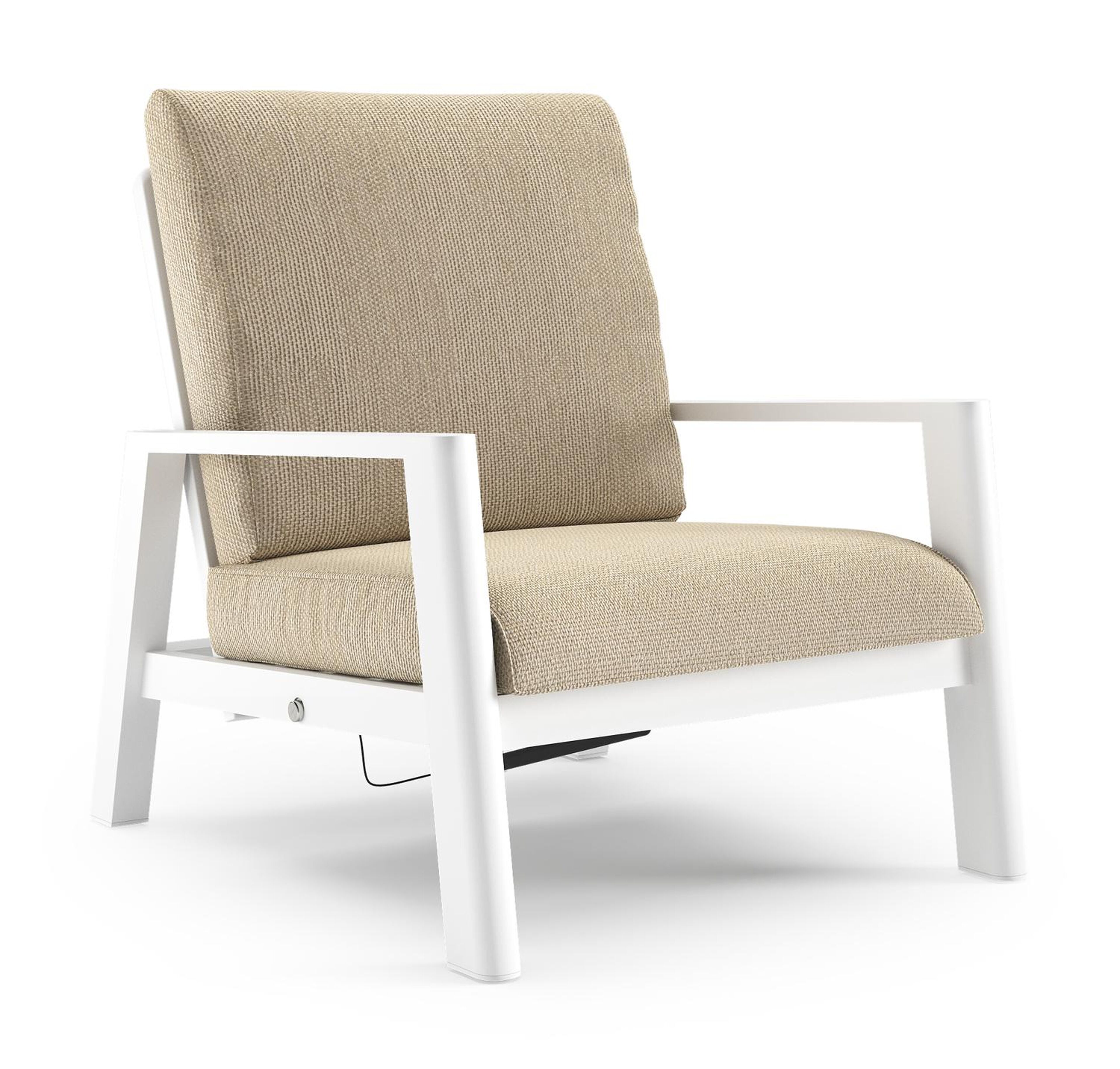 Cirello loungestoel in wit aluminium met althea camel all weather cosytica kussen