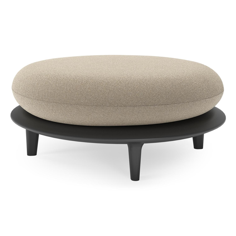 Bomero poef in zwart aluminium met marbella sand all weather cosytica kussen