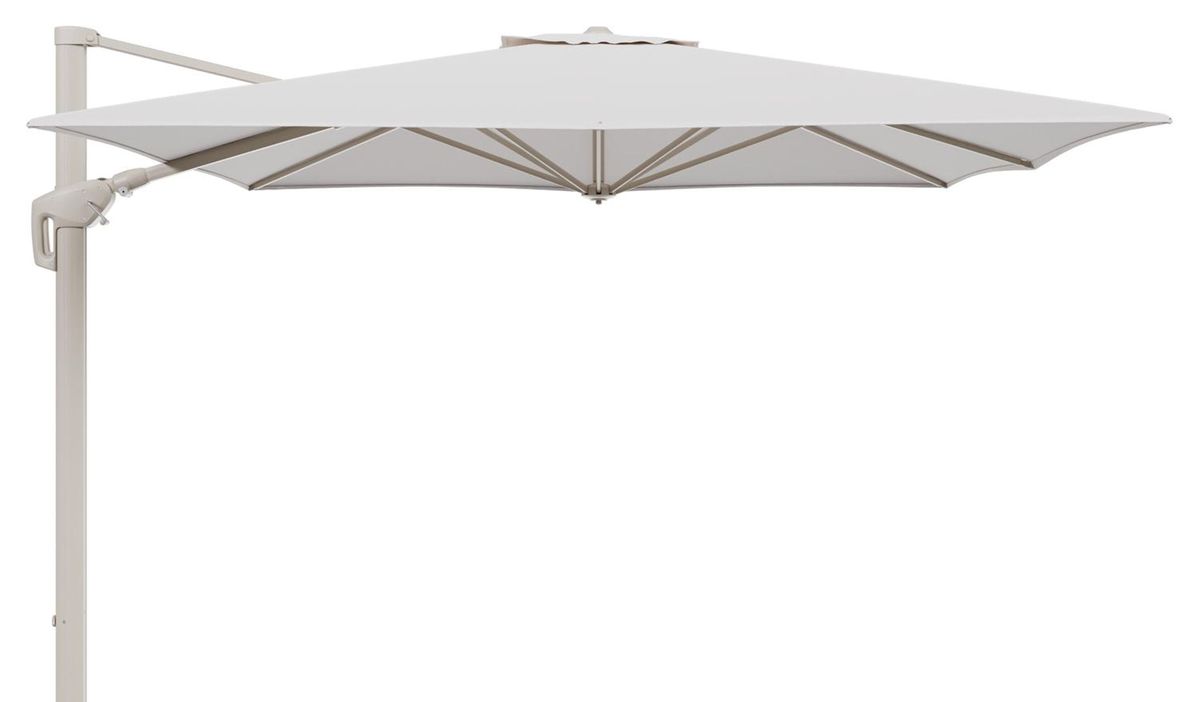 Minore zweefparasol met tiltfunctie in beige aluminium en Ego Eggshell All Weather Solica parasoldoek - L1 350 x L2 350 cm (zonder voet) (zonder voet)