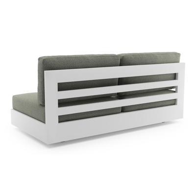 Como loungebank in wit aluminium met savane leaf all weather sunbrella® luxe kussen