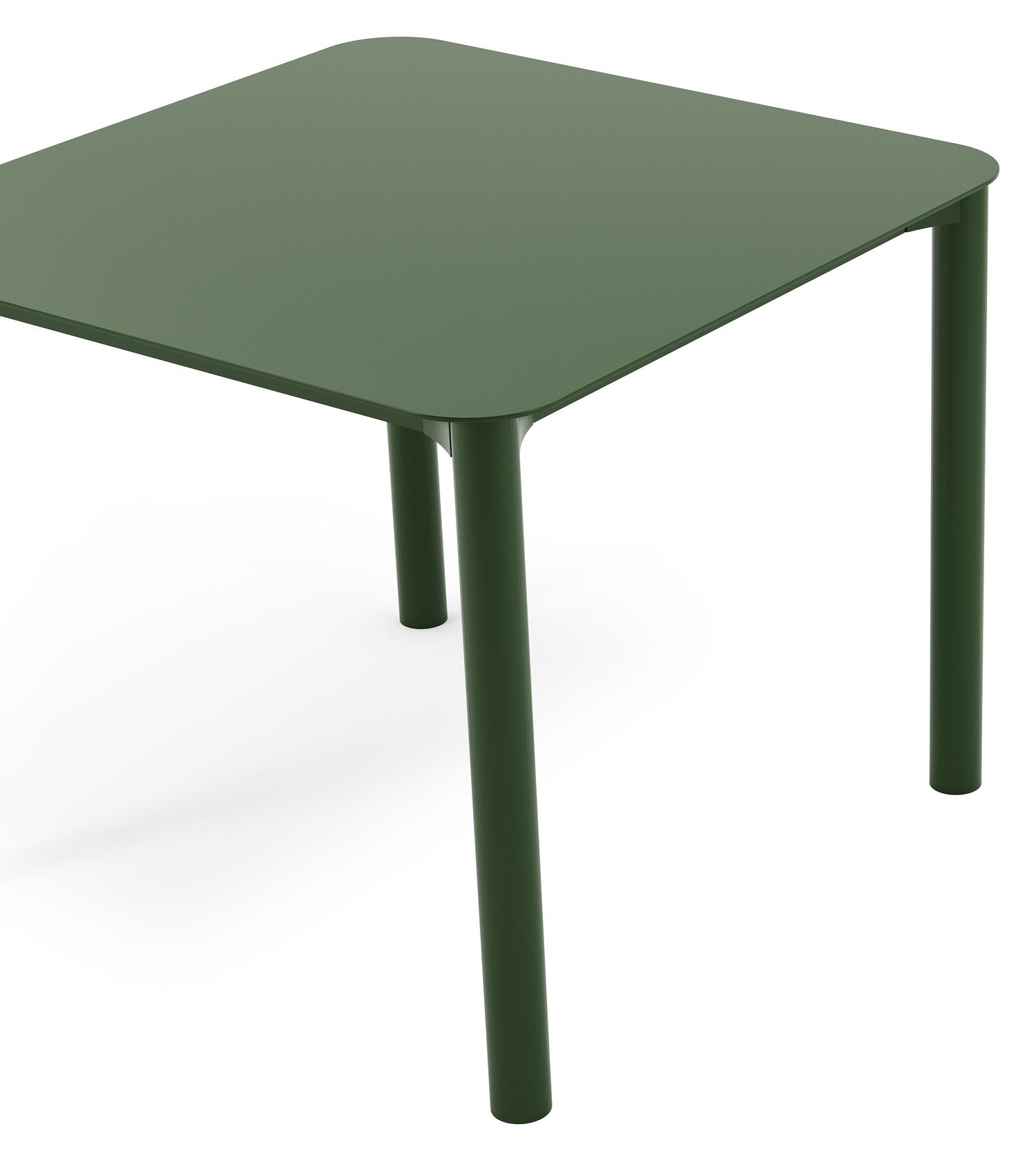Table de jardin Orso carré arrondi en aluminium vert - Lg. 90 x Lrg. 90 x Haut. 75 cm