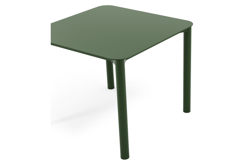 Table de jardin Orso carré arrondi en aluminium vert - Lg. 90 x Lrg. 90 x Haut. 75 cm