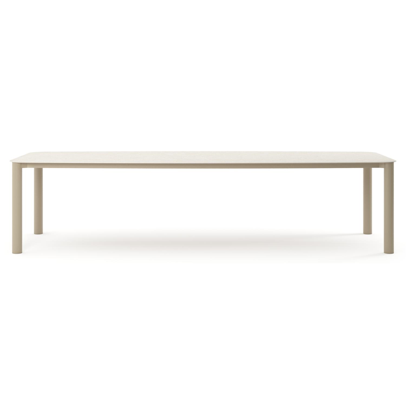 Orso tuintafel bootvorm in beige aluminium en volkeramiek Shilin - L 315 x B 115 x H 74.5 cm