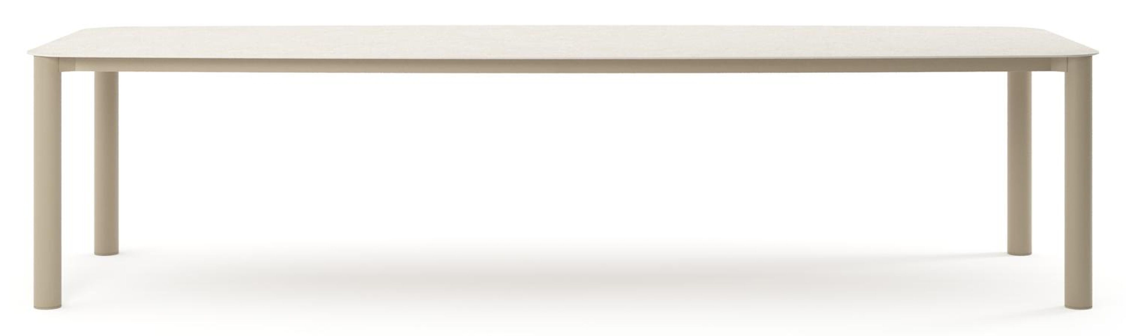 Orso tuintafel bootvorm in beige aluminium en volkeramiek Shilin - L 315 x B 115 x H 74.5 cm