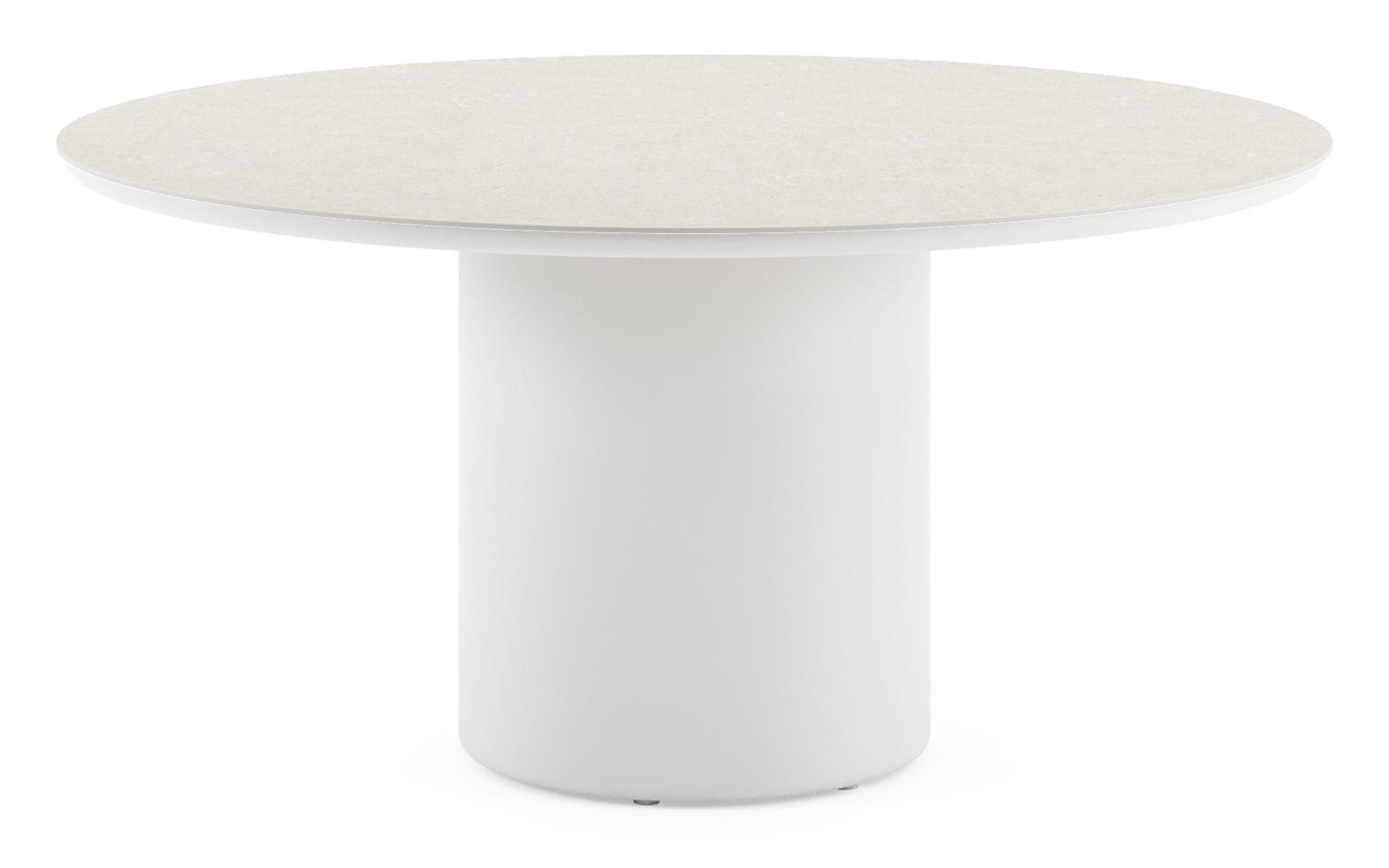 Table de jardin Amico rond en aluminium blanc et céramique pleine Shilin - Diam. 148 x Haut. 73.5 cm